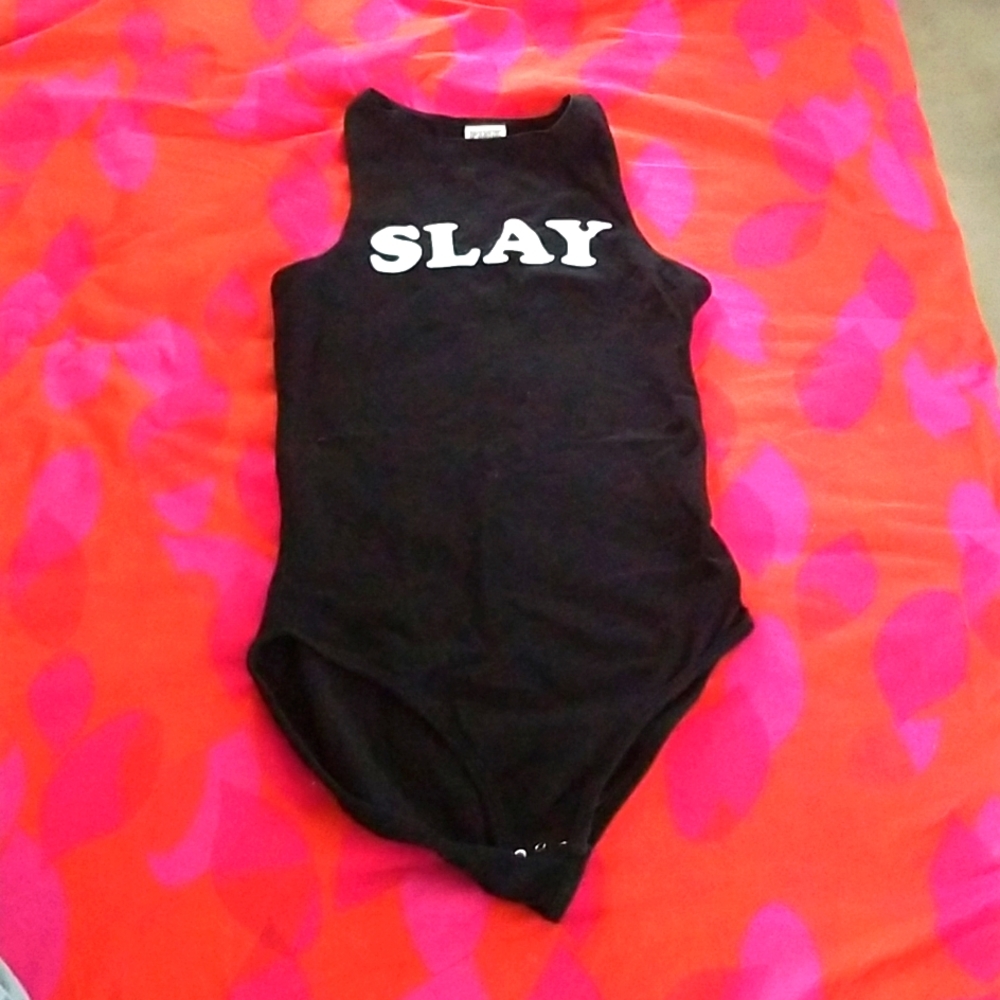 PINK sleeveless tank bodysuit size XS. Halloween 'Slay'